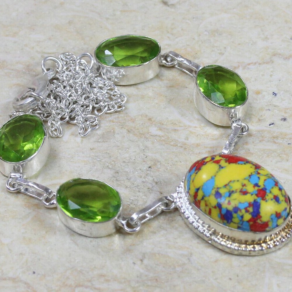 Handmade Mosaic Balloon Turquoise 925 Necklace